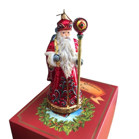 John Huras Santa Christmas Celebration Glass Ornament Neiman Marcus 20081 - Picture 1 of 12